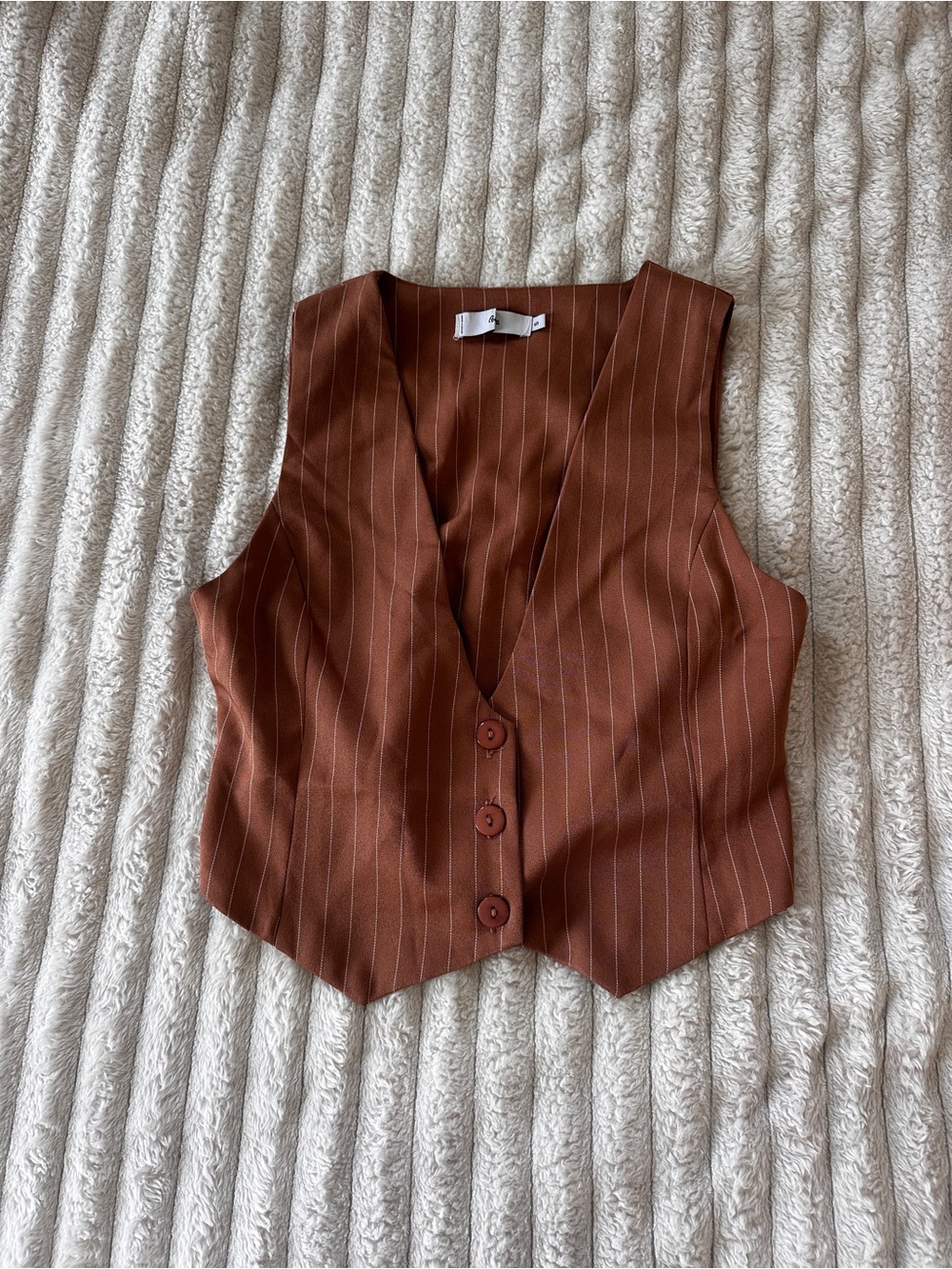 Adika Light Brown Pinstripe Button-Front Vest